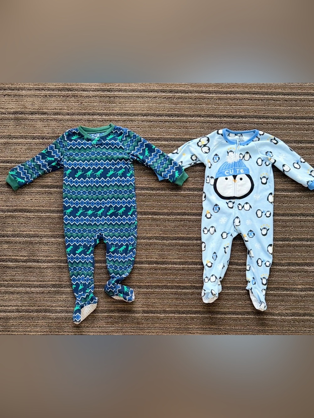Carter's and Children’s Place Dino and Penguin Print One Piece Footed Pajama